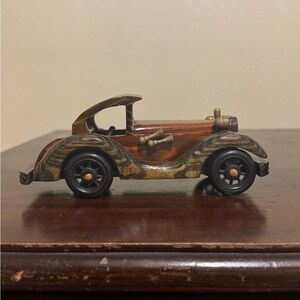 Vintage Brown Wooden Toy Car Model